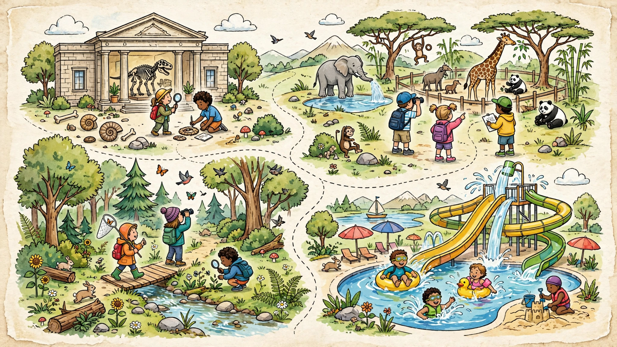 Theme park, zoo, and unicorn adventure
