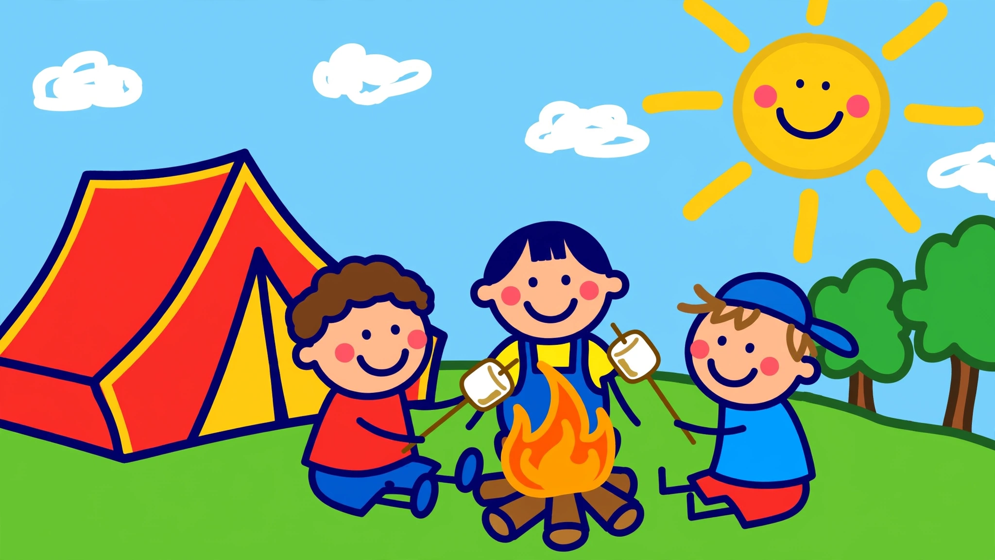 Summer camp by a lake