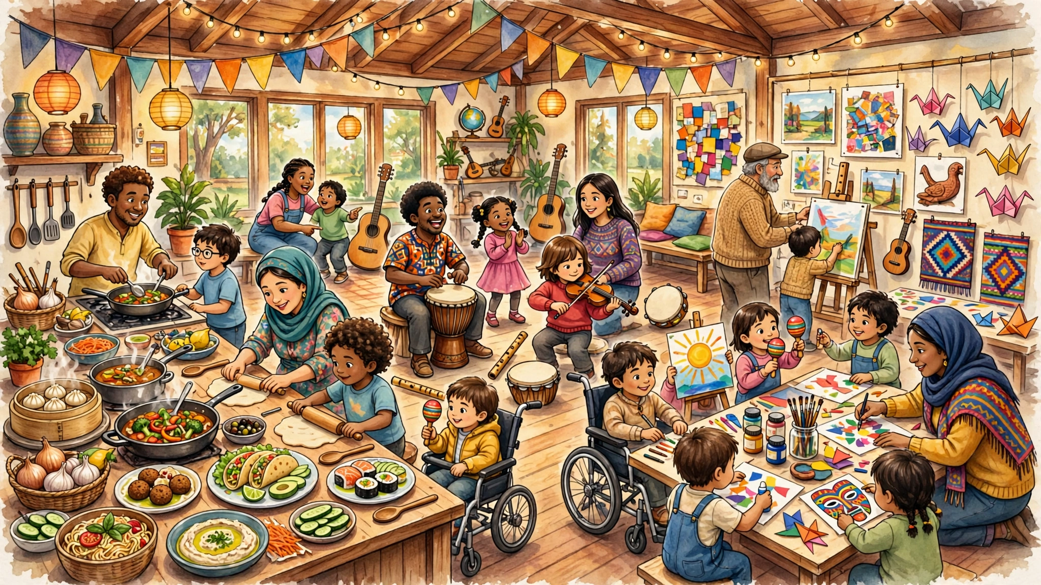 Diverse children learning together at the Cross Cultural Family Center