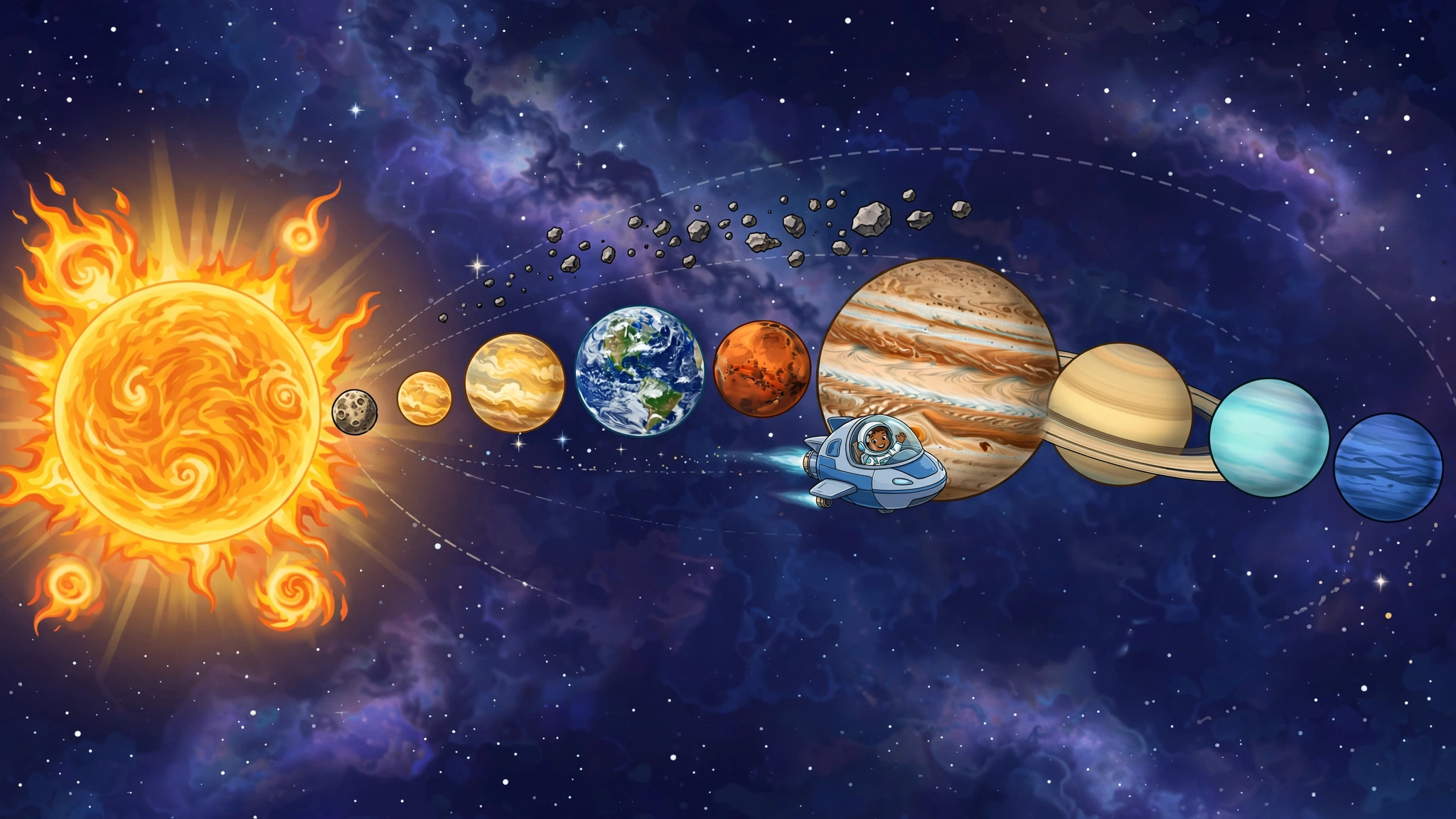 Exploring space with planets, stars, and galaxies