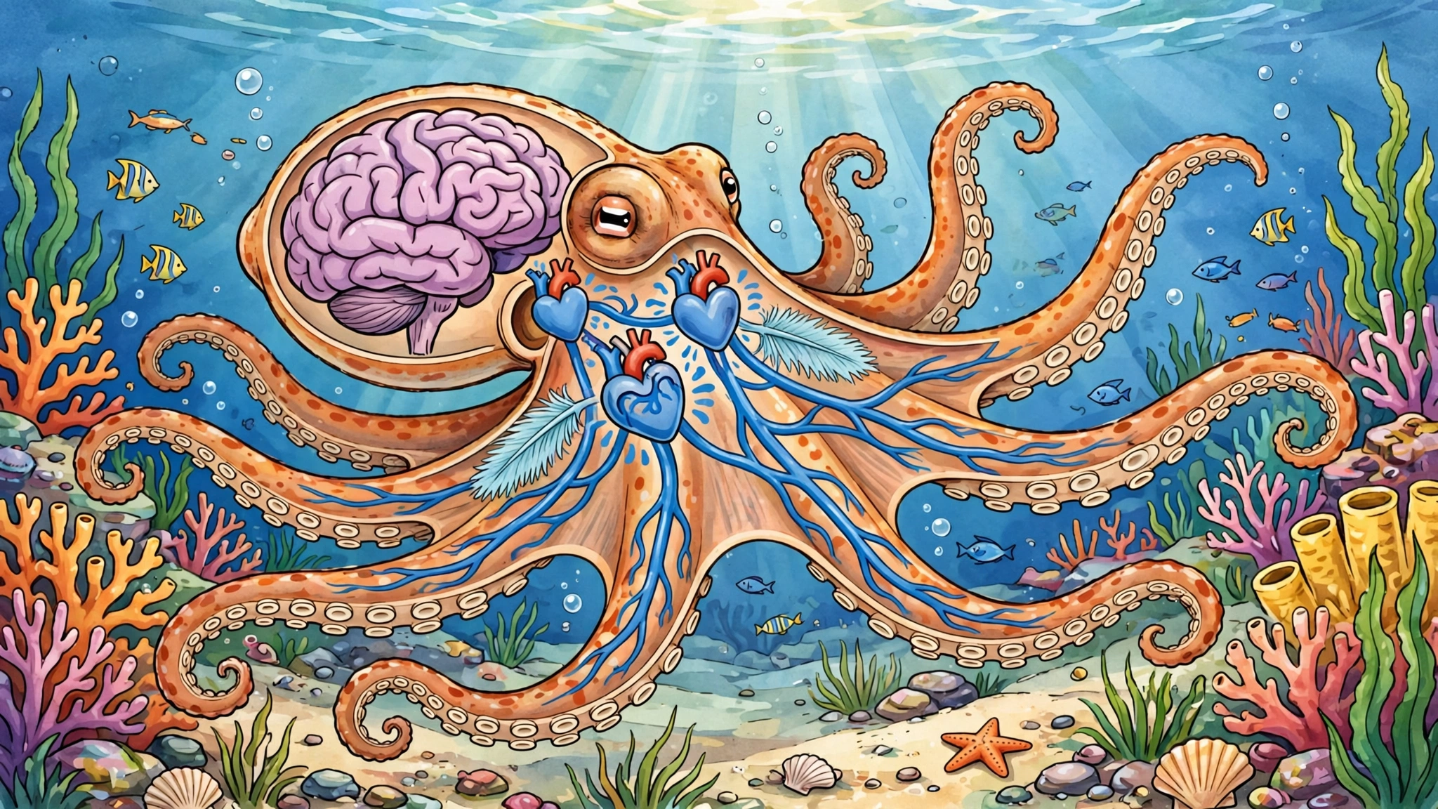 Colorful octopus in ocean