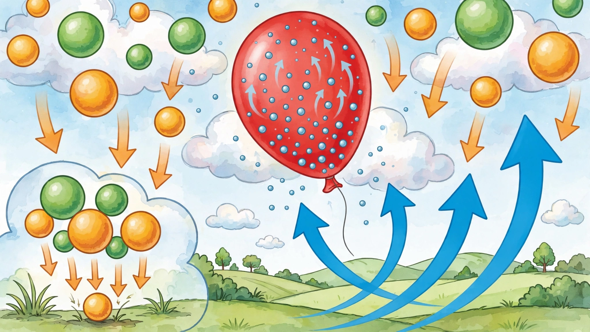Helium balloons floating